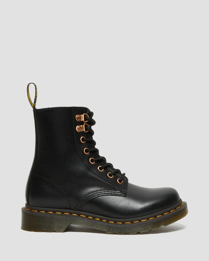 Dr Martens 1460 Pascal Rose Gold Hardware Lær Snørestøvletter Dame Svarte | Norge 587BEX